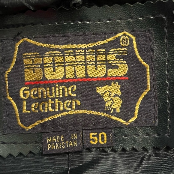 Bonus Western Men Vest Sz 50 Black Genuine Leather Sleeveless Button Down - Picture 9 of 11